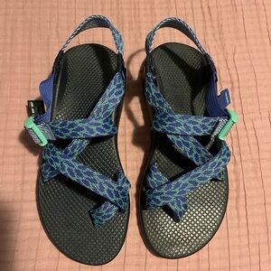 Chaco Blue and Green Strap Sandals